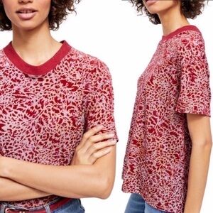Free People We the Free Burnout Velvet Oversized Neo Punk Animal Top Size Medium